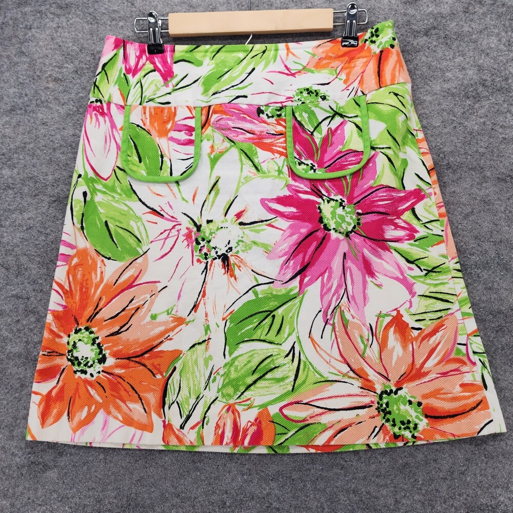 City Silk Skirt Womens 10 White Floral
